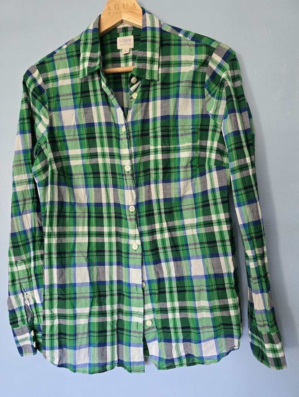 J. Crew Factory Perfect Fit Green Plaid Button-Down Shirt S